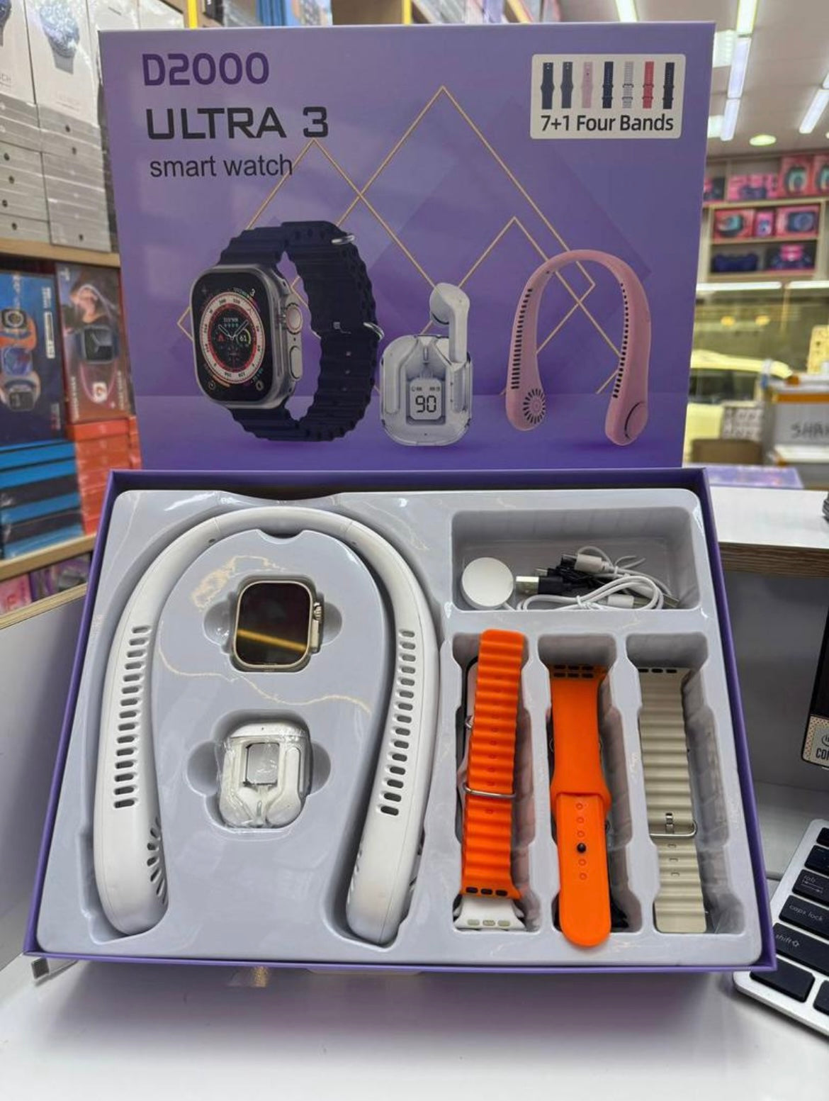 MONTRE CONNECTÉ SMART D2000 ULTRA 3 RELGIO WITH EARBUDS AND MINI FAN