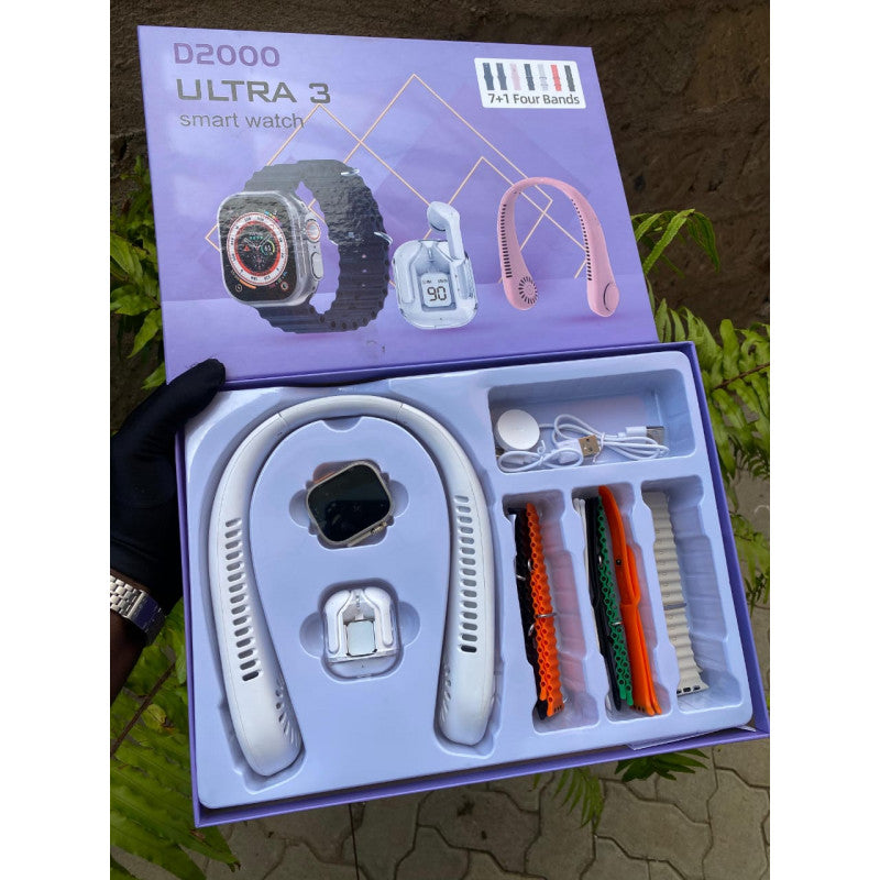 MONTRE CONNECTÉ SMART D2000 ULTRA 3 RELGIO WITH EARBUDS AND MINI FAN